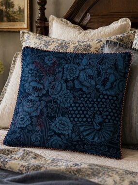 Anthropologie Deer Pip cushion cover wallpower denim 24 x 24